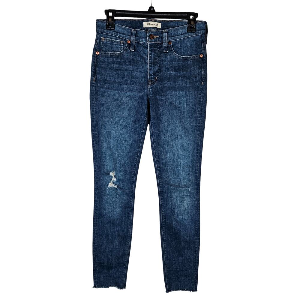 Madewell Womens Jeans 26 Blue Skinny Distressed Medium Wash Mid Rise Denim
